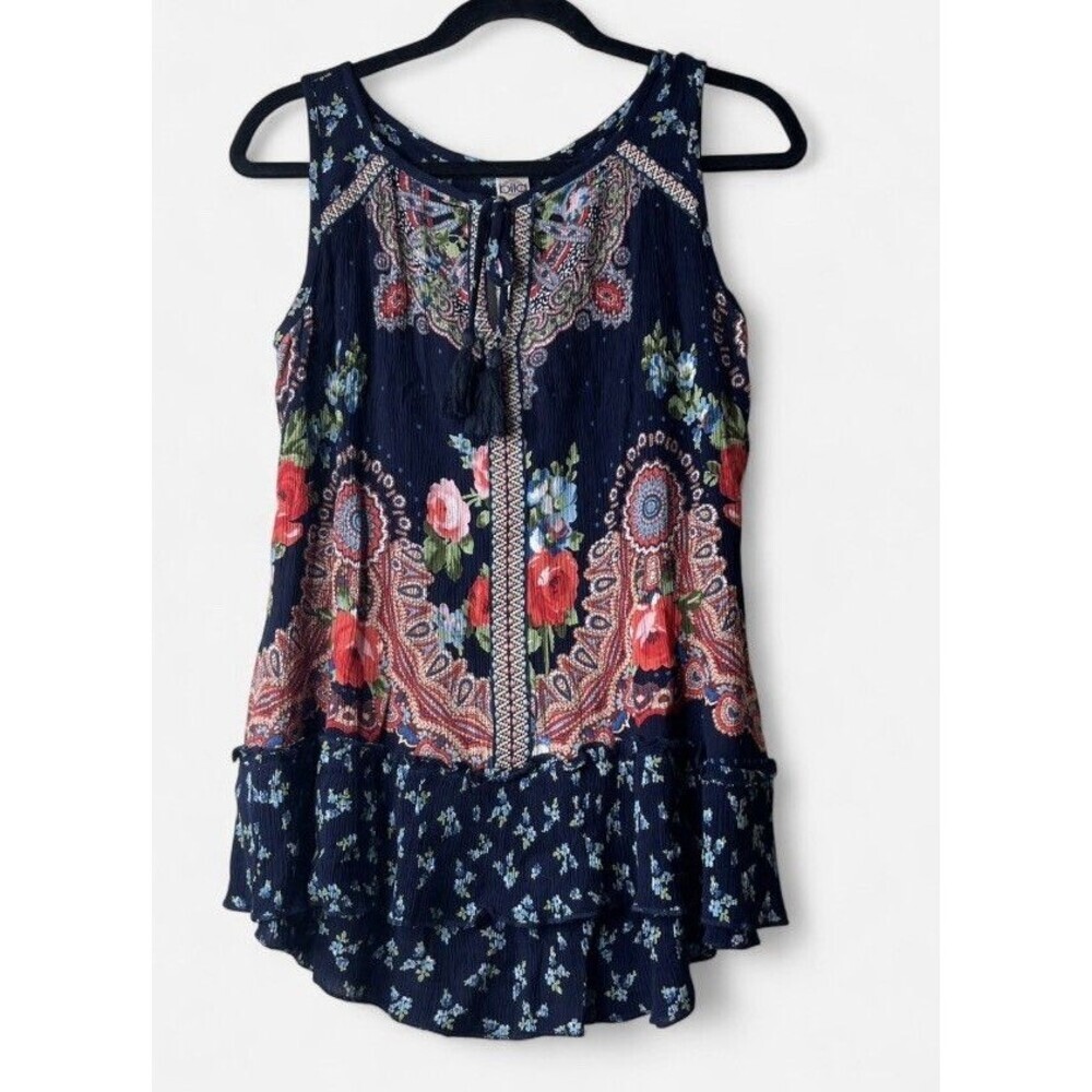 Bila Floral Sleeveless Embroidered Boho Blouse Top